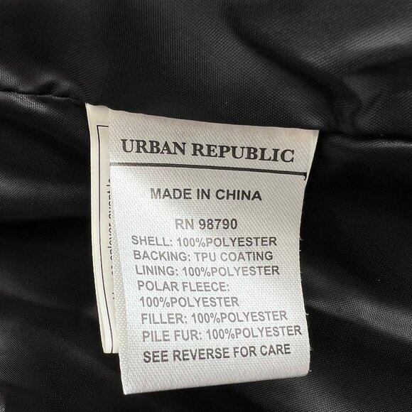 Urban Republic Women's Black & Red Plaid Faux Fur-Lined Hooded Puffer Jacket- Lg - Picture 10 of 12